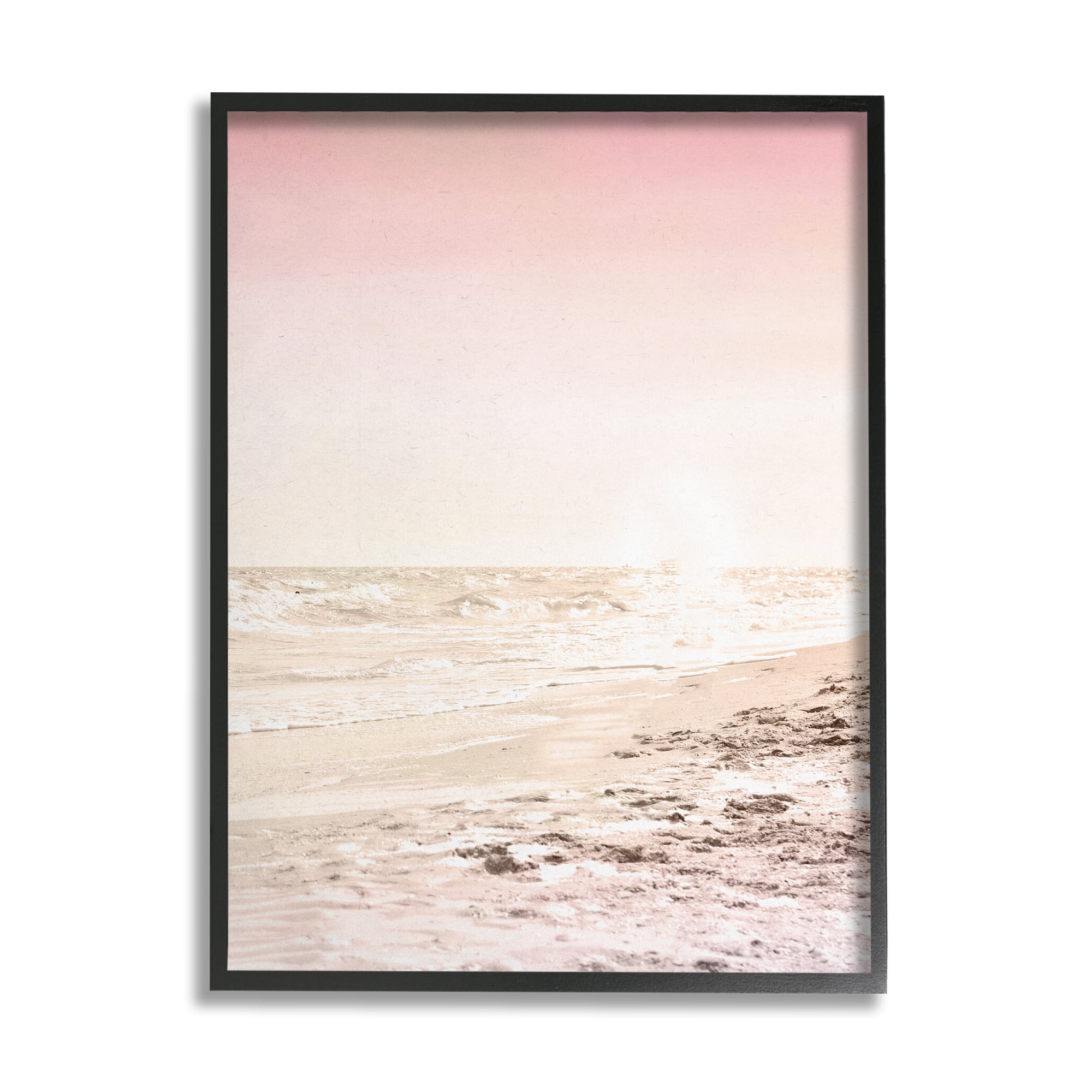 Stupell Industries Sun Burnt Beach Coast Muted Incoming Tide Landscape Photography Black Framed Art Print Wall Art, 24 x 30