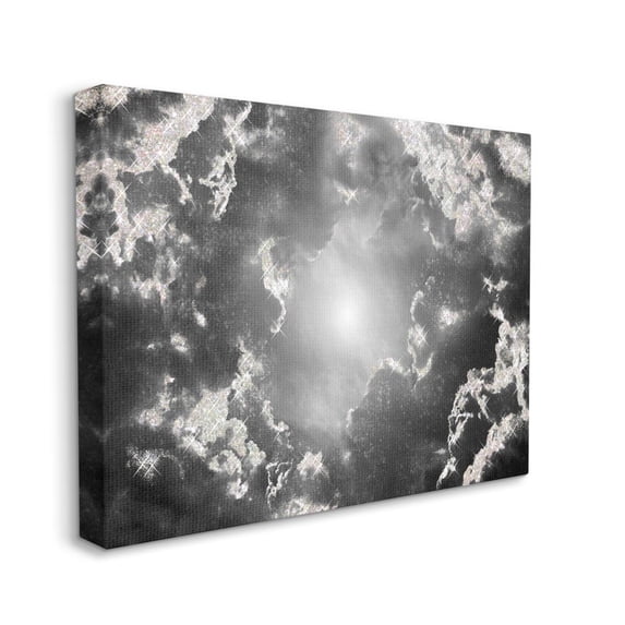 Stupell Industries Sun Centered Behind Dark Sparkled Clouds Black White Canvas Wall Art Design by Ziwei Li, 16" x 20"