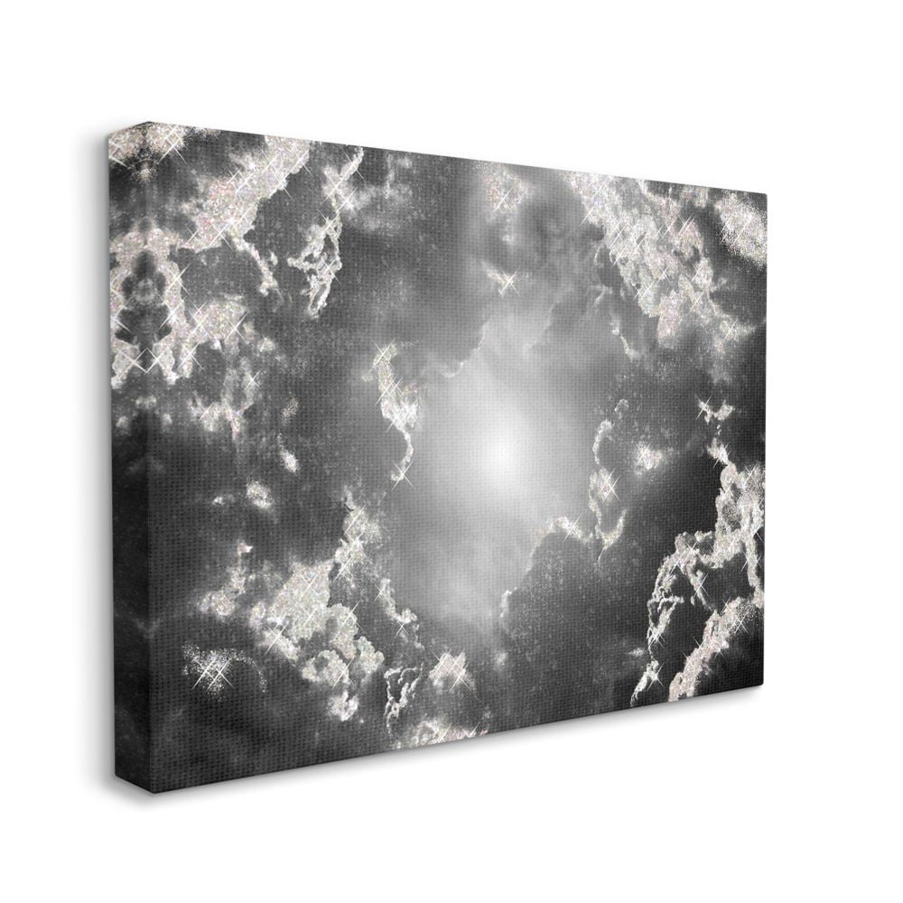 Stupell Industries Sun Centered Behind Dark Sparkled Clouds Black White Canvas Wall Art Design by Ziwei Li, 30" x 40"
