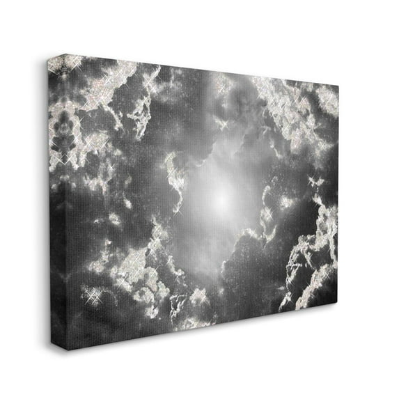 Stupell Industries Sun Centered Behind Dark Sparkled Clouds Black White Canvas Wall Art Design by Ziwei Li, 36" x 48"