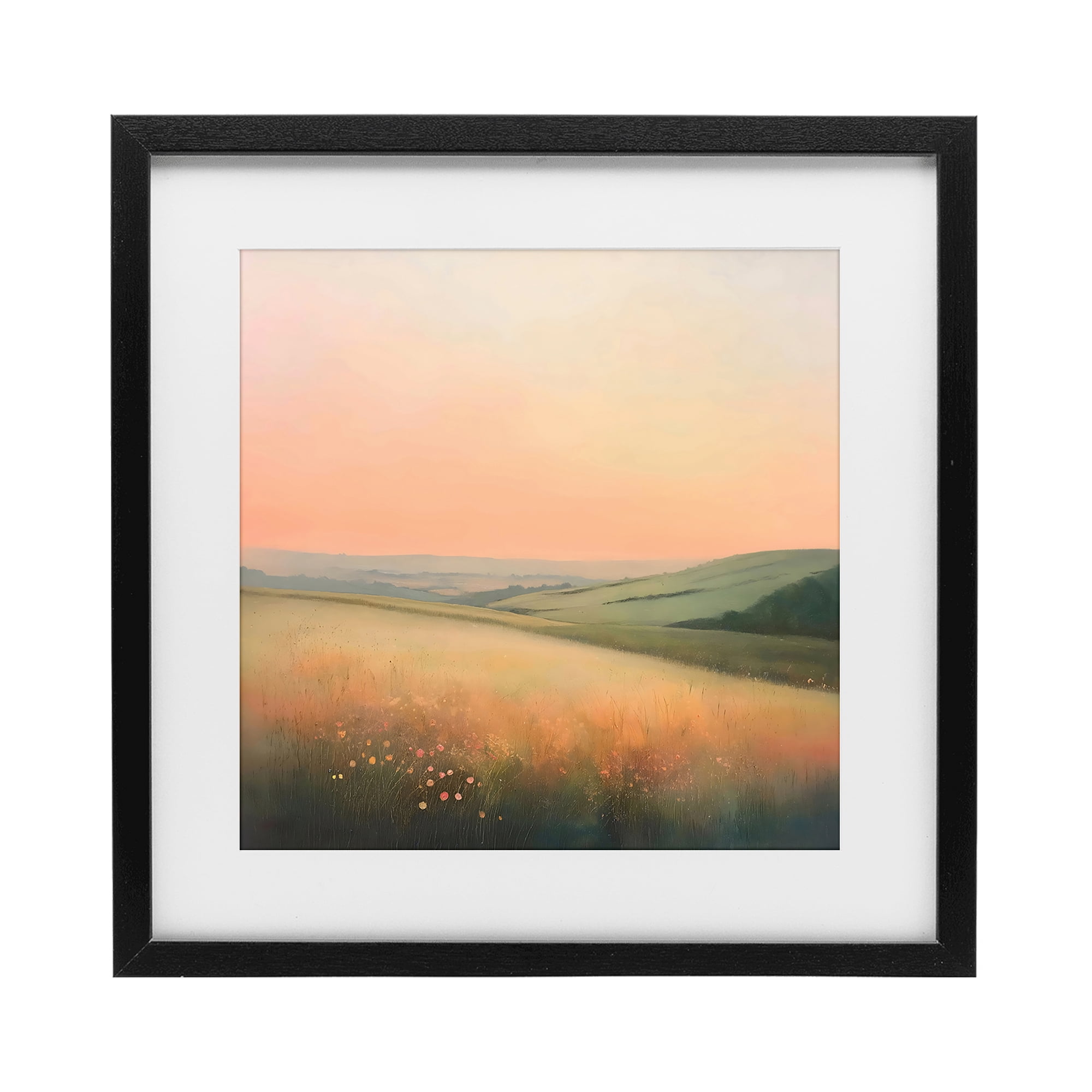Stupell Industries Sun Coming Up Over Meadow Black Framed Print Under Glass, design by Creative Studio