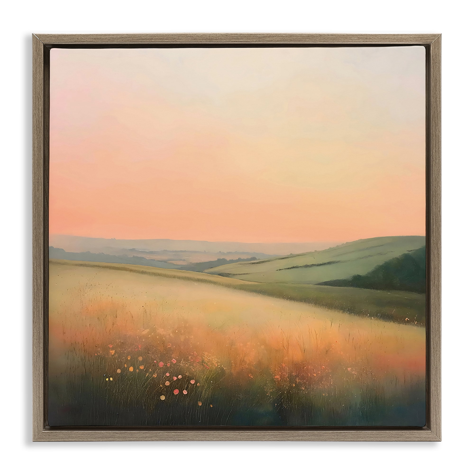 Stupell Industries Sun Coming Up Over Meadow Brown Framed Floater Canvas Wall Art, design by Creative Studio