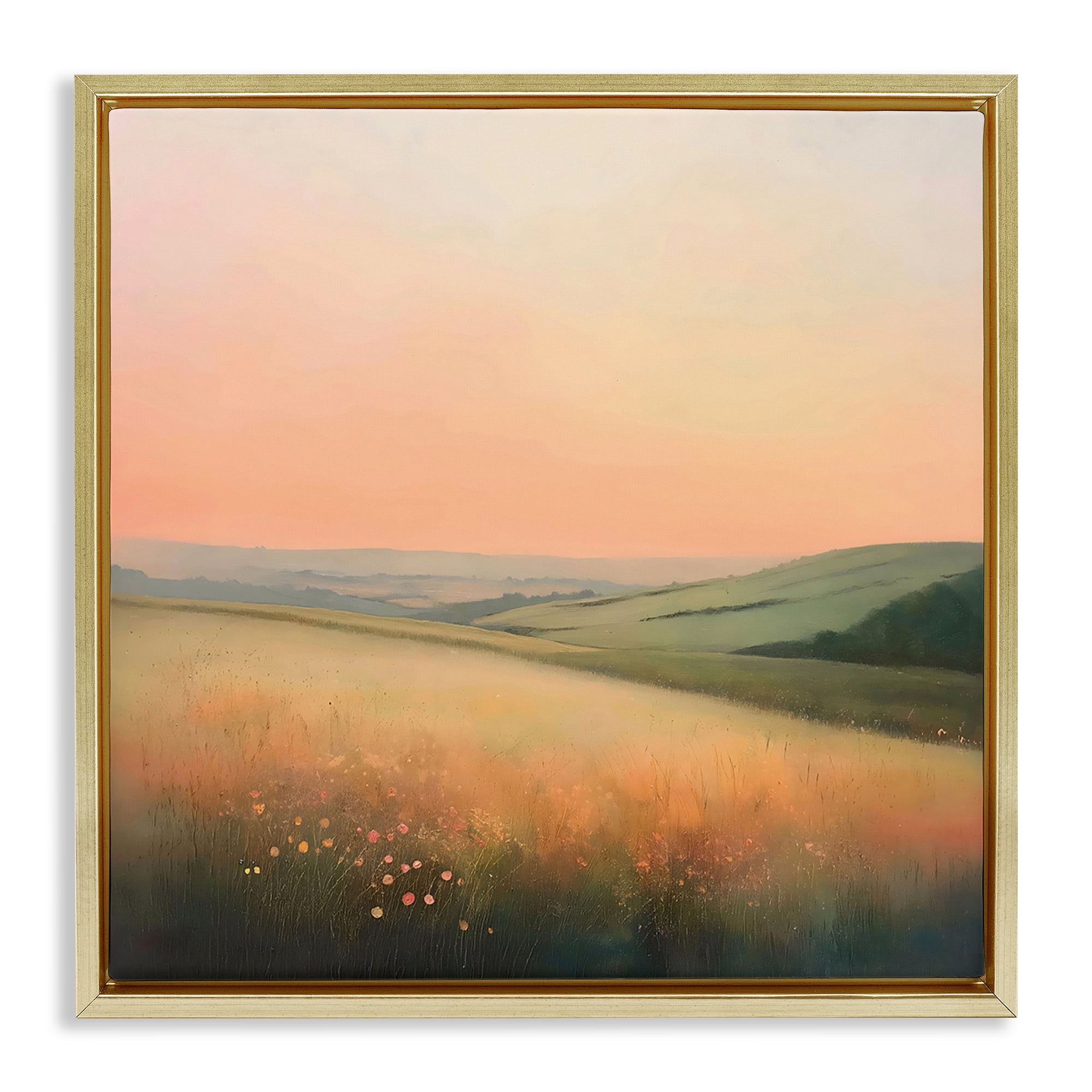 Stupell Industries Sun Coming Up Over Meadow Gold Framed Floater Canvas Wall Art, design by Creative Studio