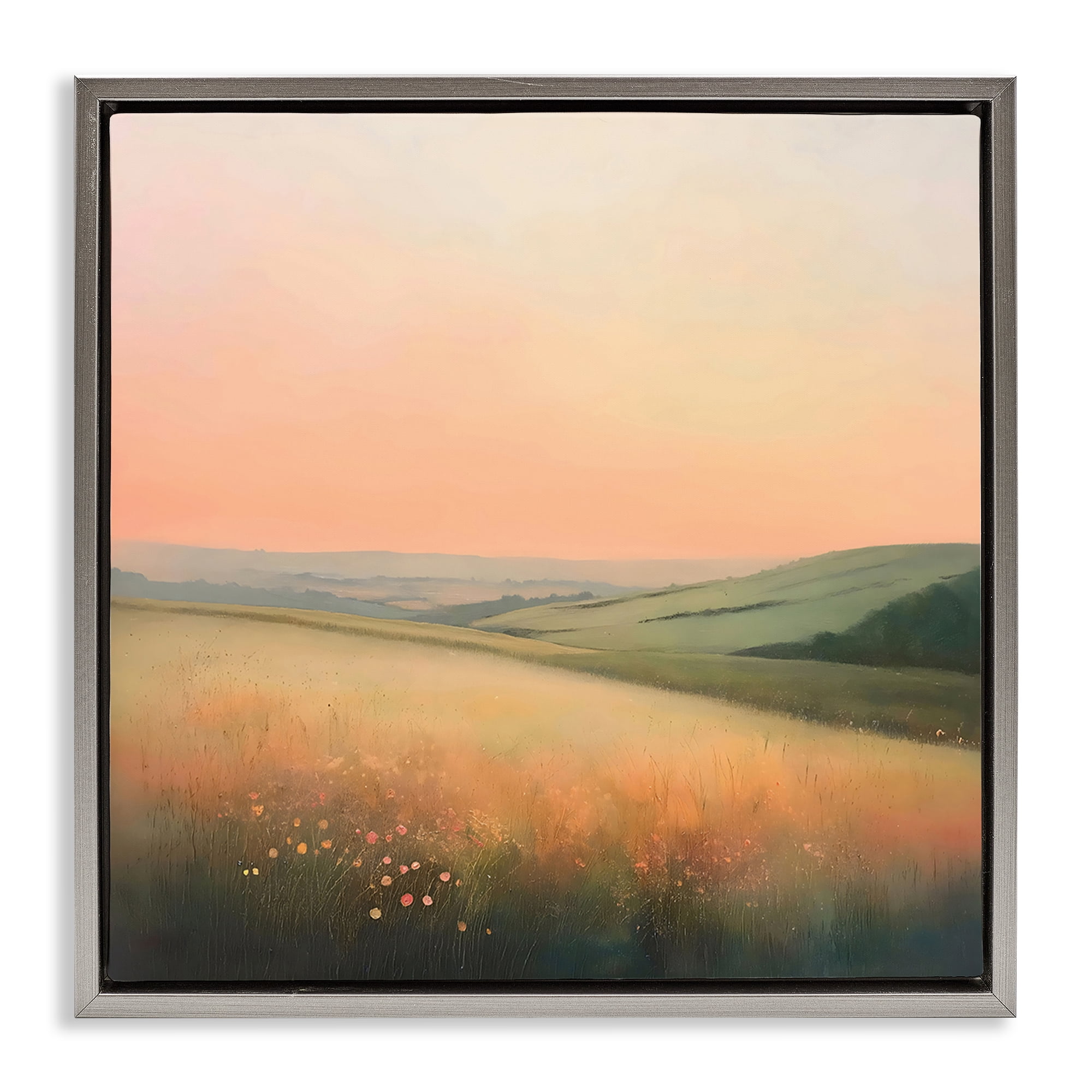 Stupell Industries Sun Coming Up Over Meadow Gray Framed Floater Canvas Wall Art, design by Creative Studio