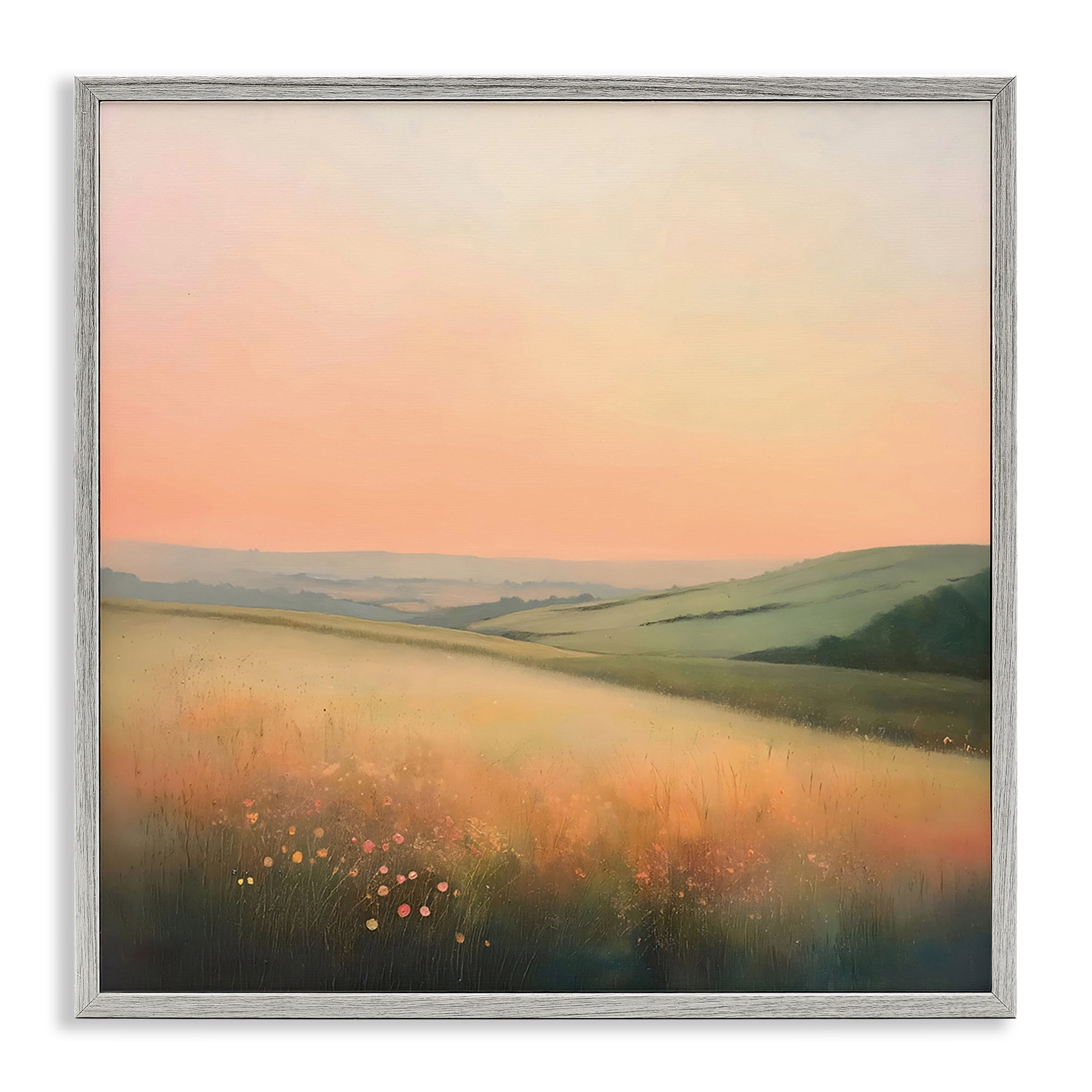 Stupell Industries Sun Coming Up Over Meadow Gray Framed Giclee Art, design by Creative Studio