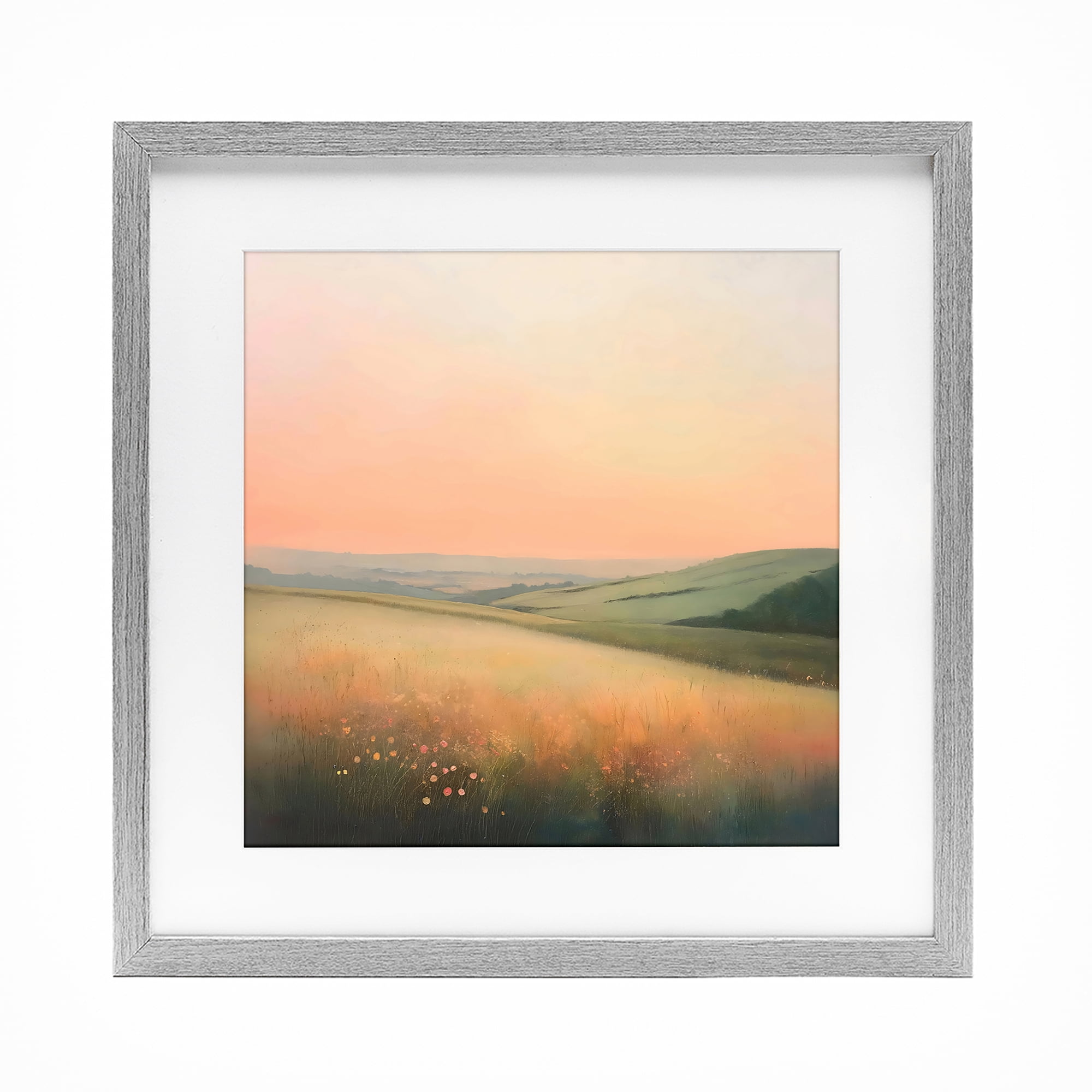 Stupell Industries Sun Coming Up Over Meadow Gray Framed Print Under Glass, design by Creative Studio