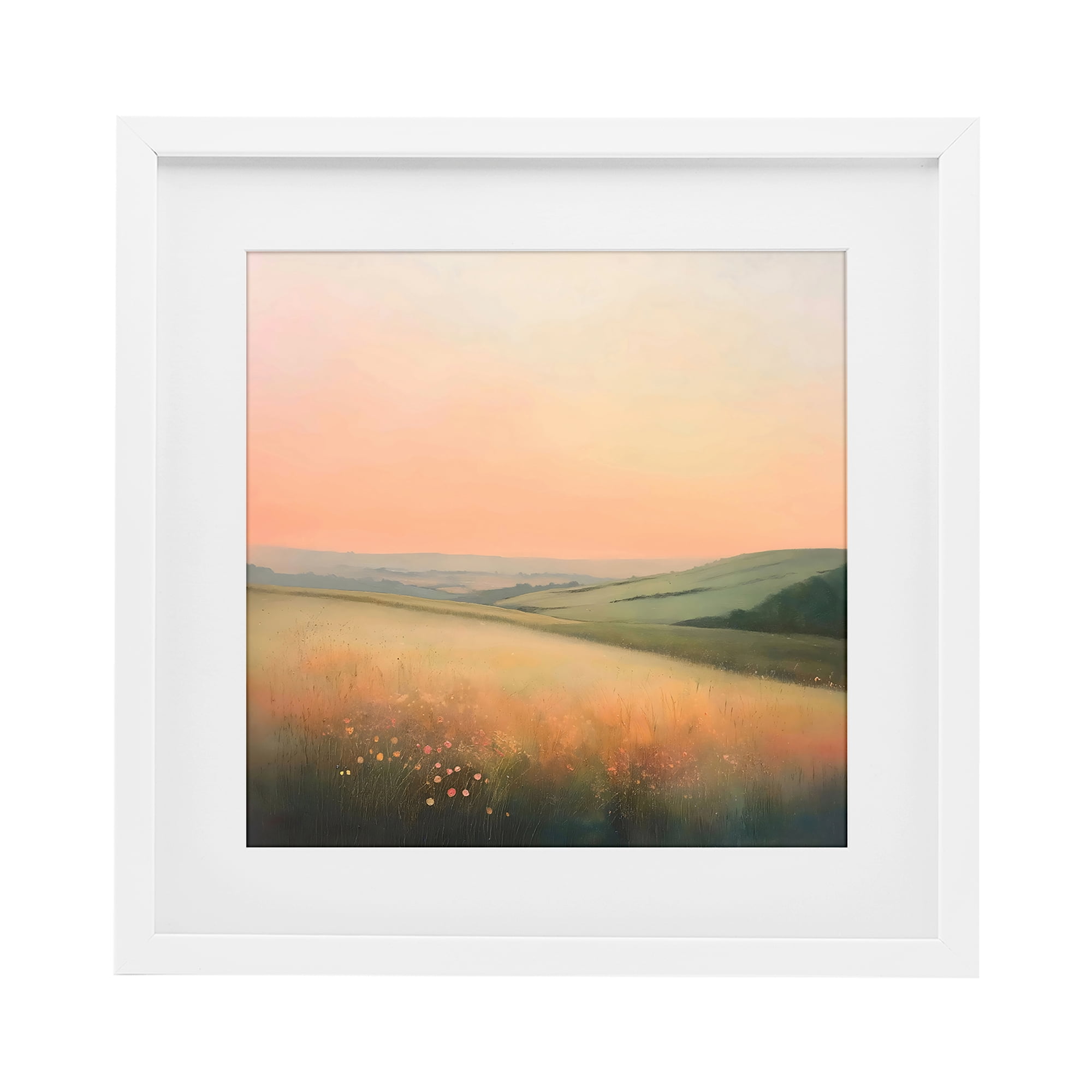 Stupell Industries Sun Coming Up Over Meadow White Framed Print Under Glass, design by Creative Studio