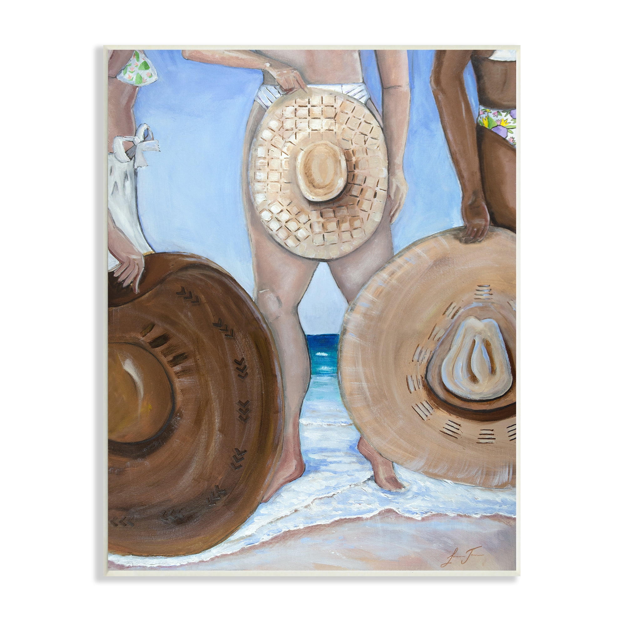 Stupell Industries Sun Hat Women Summer Beach Tide Coastal Painting, 10 x 15, Design by Lauren Jane