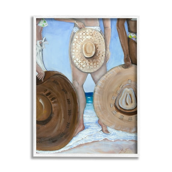 Stupell Industries Sun Hat Women Summer Beach Tide Coastal Painting, 16 x 20, Design by Lauren Jane