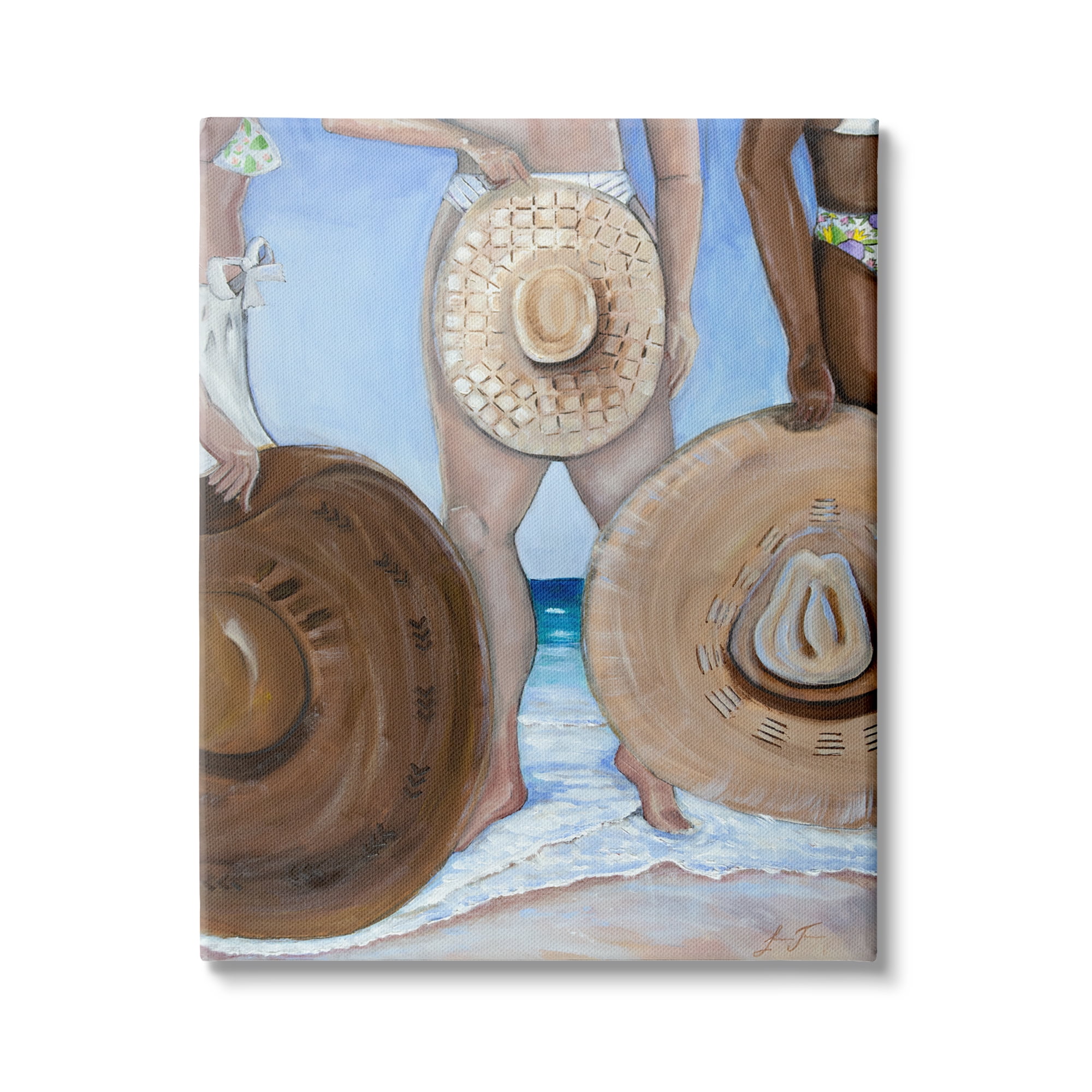 Stupell Industries Sun Hat Women Summer Beach Tide Coastal Painting, 16 x 20, Design by Lauren Jane