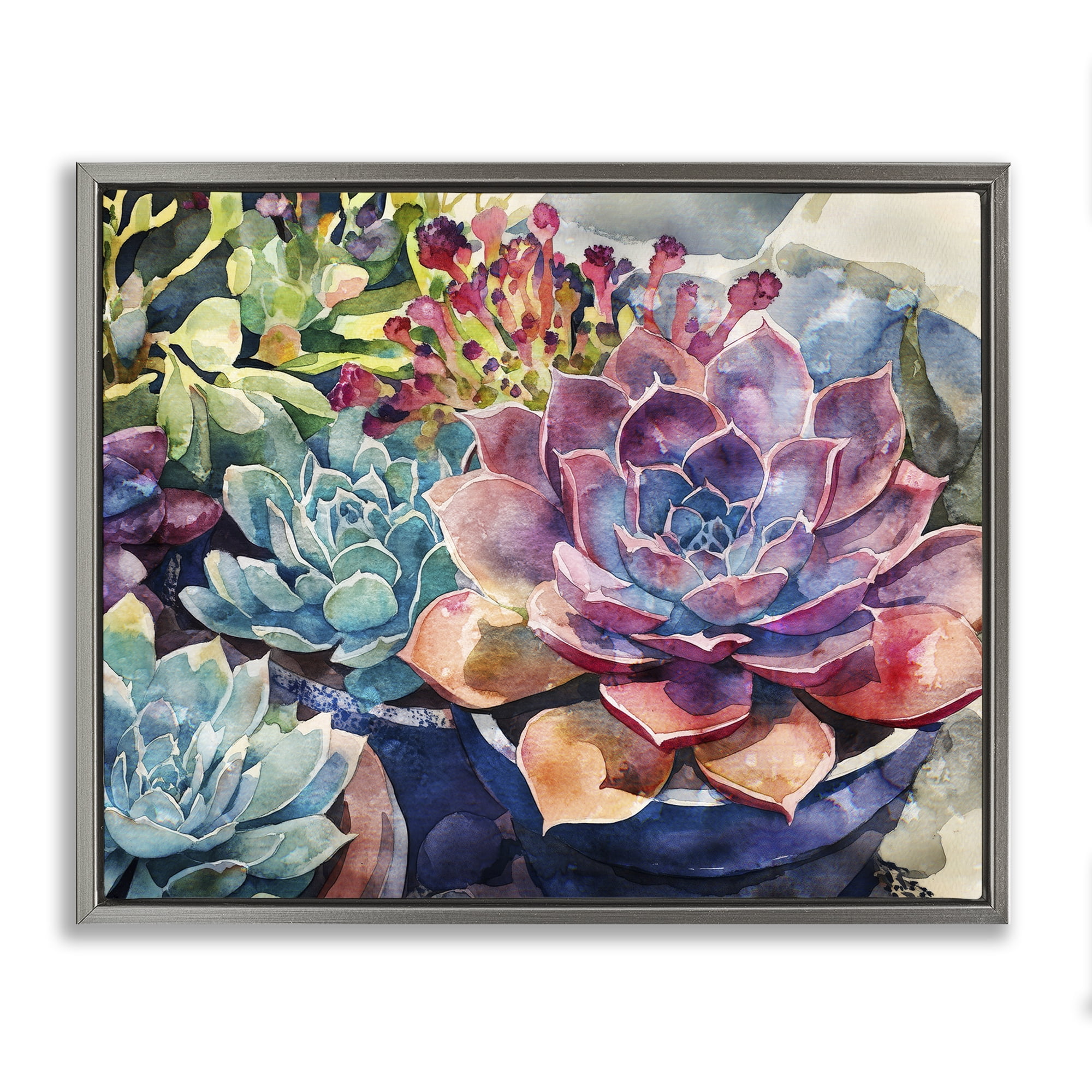Stupell Industries Sun Kissed Succulents Gray Framed Floater Canvas Wall Art, design by Svetlana Aleynikova