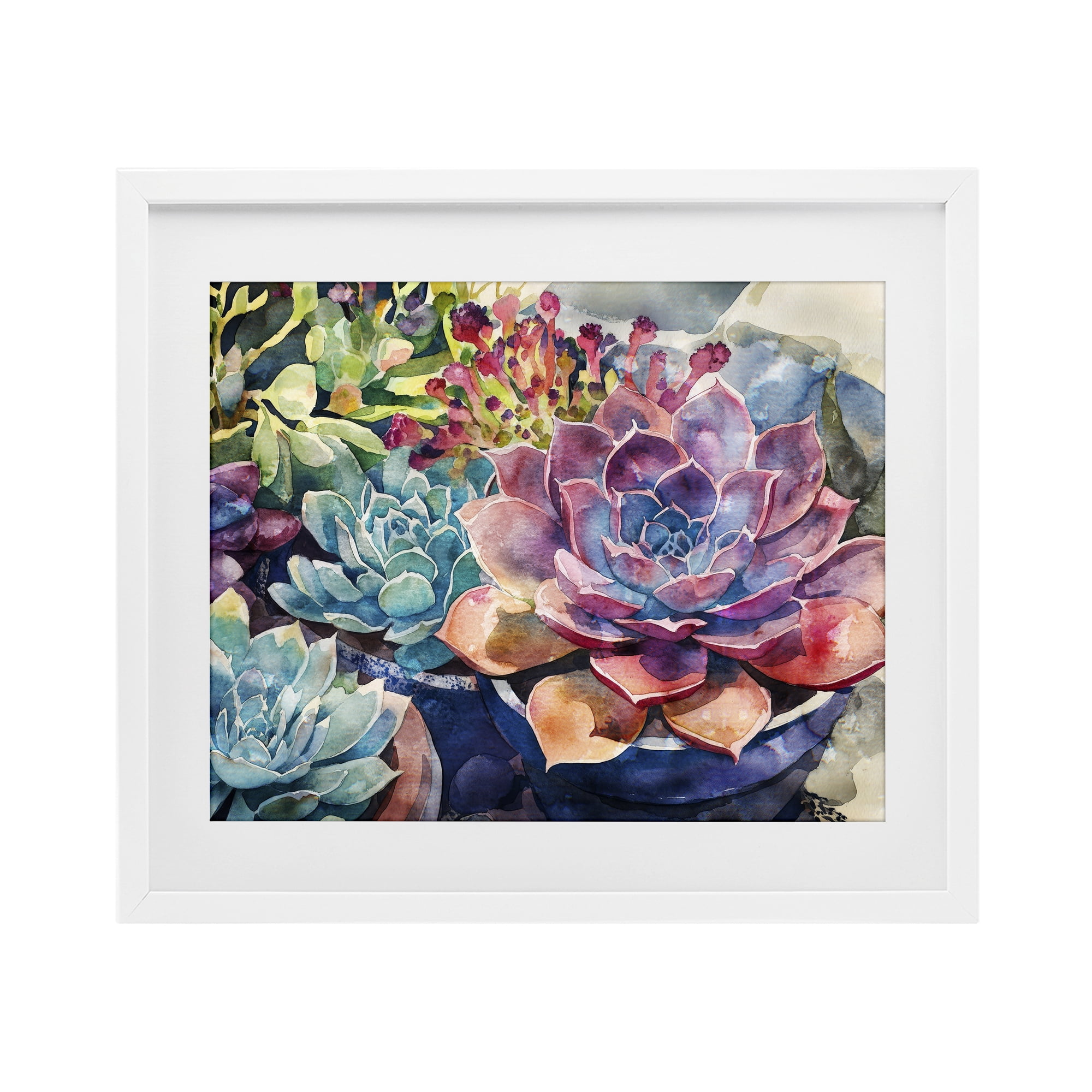 Stupell Industries Sun Kissed Succulents White Framed Print Under Glass, design by Svetlana Aleynikova