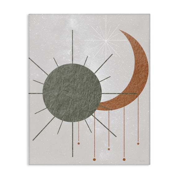 Stupell Industries Sun & Moon in Minimal Style Landscape & Nature Painting Wrapped Canvas Canvas Art Print Wall Art, 24 x 30