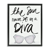 Stupell Industries Sun Never Sets on Diva Beauty & Fashion Painting Black Floater Framed Art Print Wall Art, 17 x 21