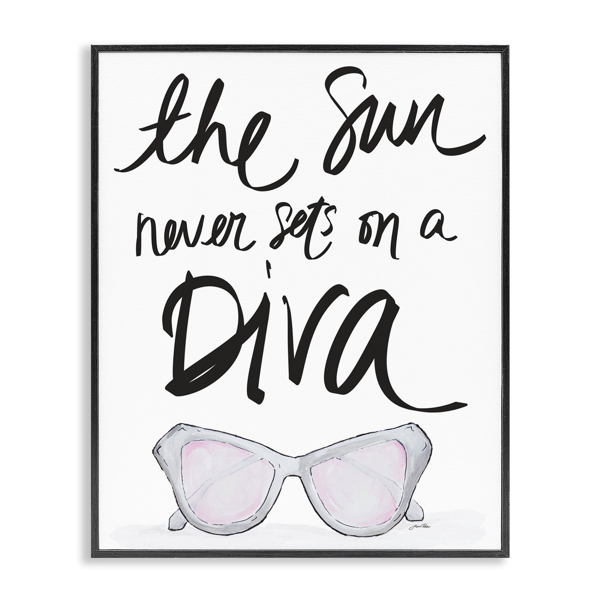 Stupell Industries Sun Never Sets on Diva Beauty & Fashion Painting Black Framed Art Print Wall Art, 11 x 14