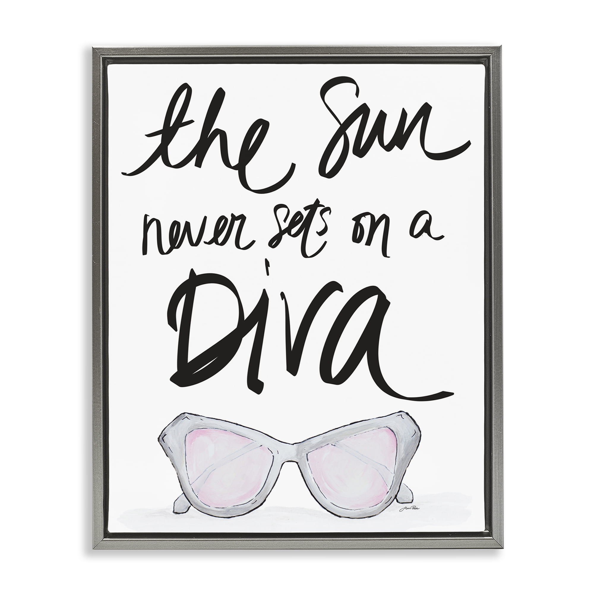 Gray Framed Diva Quote Canvas Print, 25 x 31