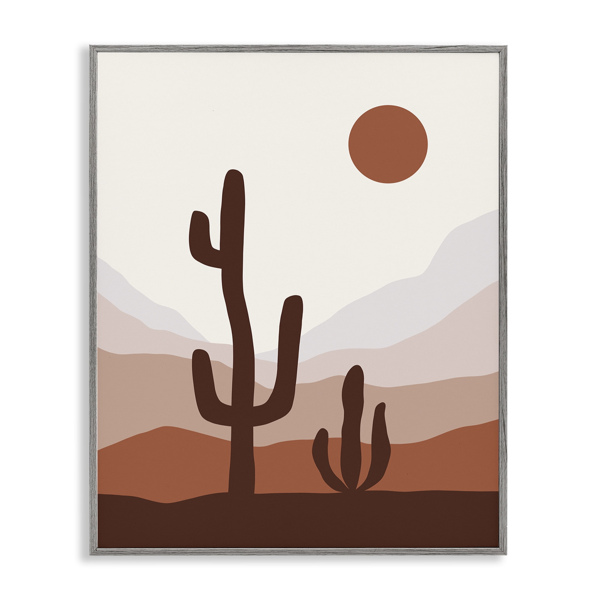 Stupell Industries Sun Over Desert Life Abstract Painting Gray Framed Art Print Wall Art, 24 x 30