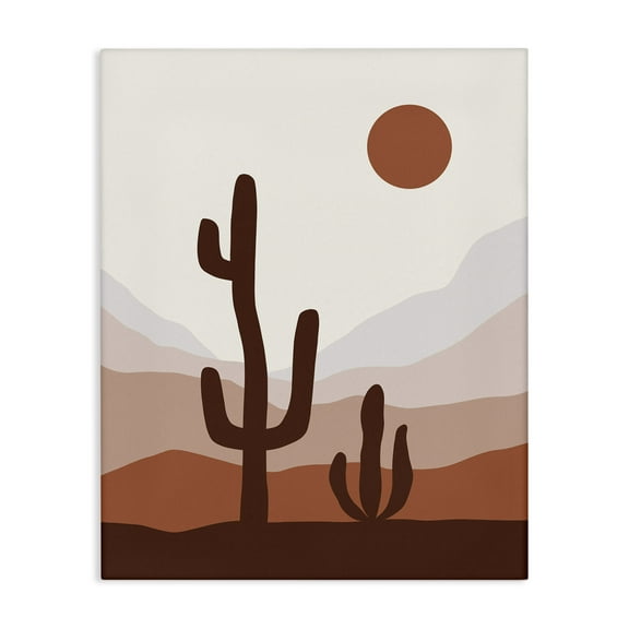 Stupell Industries Sun Over Desert Life Abstract Painting Wrapped Canvas Art Print Wall Art, 16 x 20
