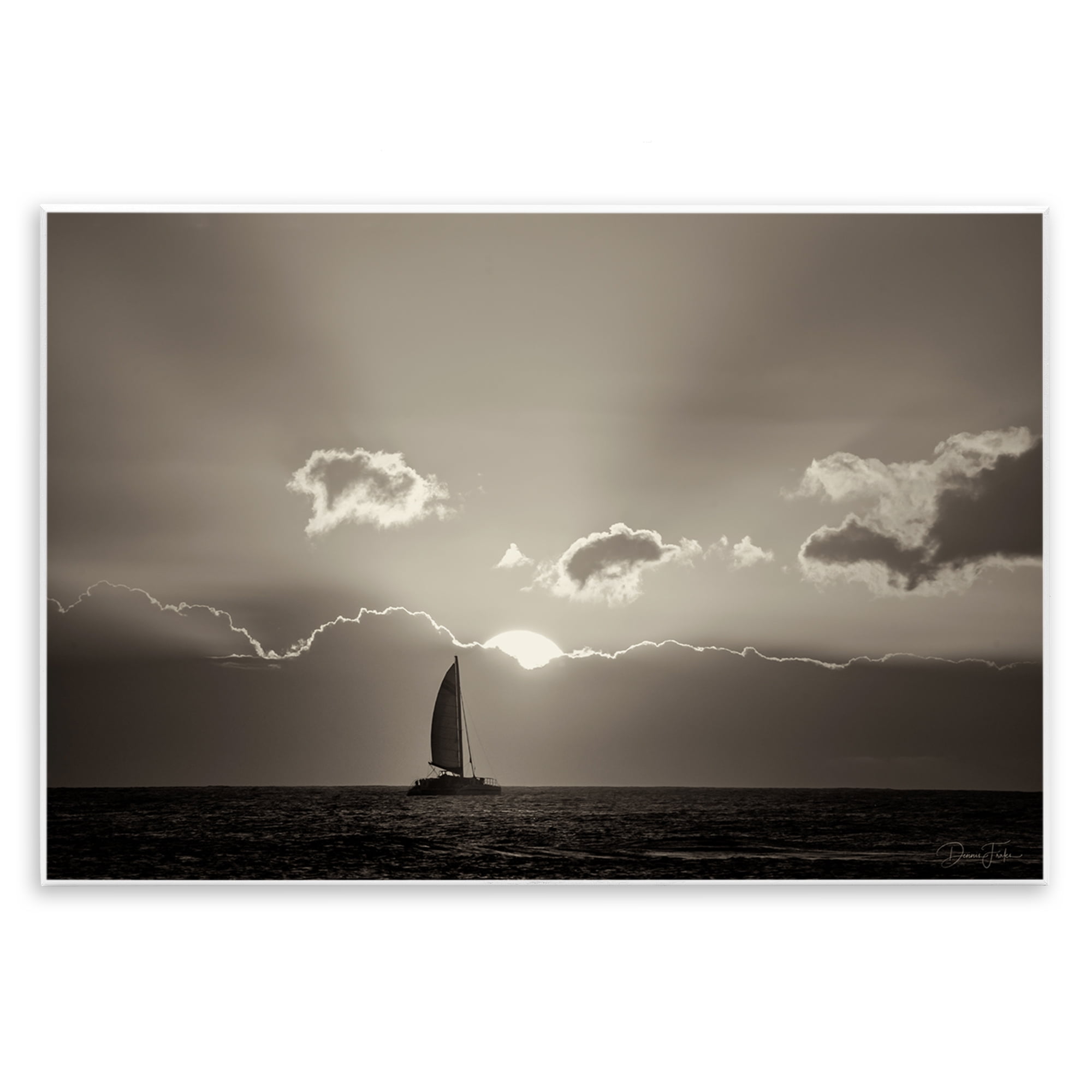 Stupell Industries Sun Peeking Over Boat Landscape & Nature Photography Unframed Art Print Wall Art, 15 x 10