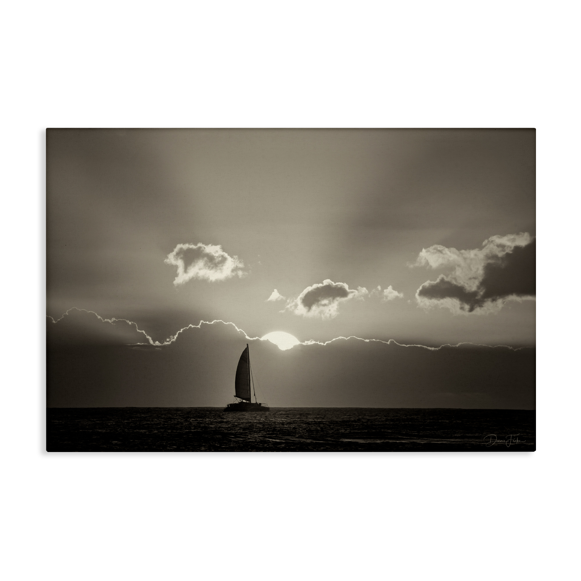 Stupell Industries Sun Peeking Over Boat Landscape & Nature Photography Wrapped Canvas Art Print Wall Art, 36 x 24