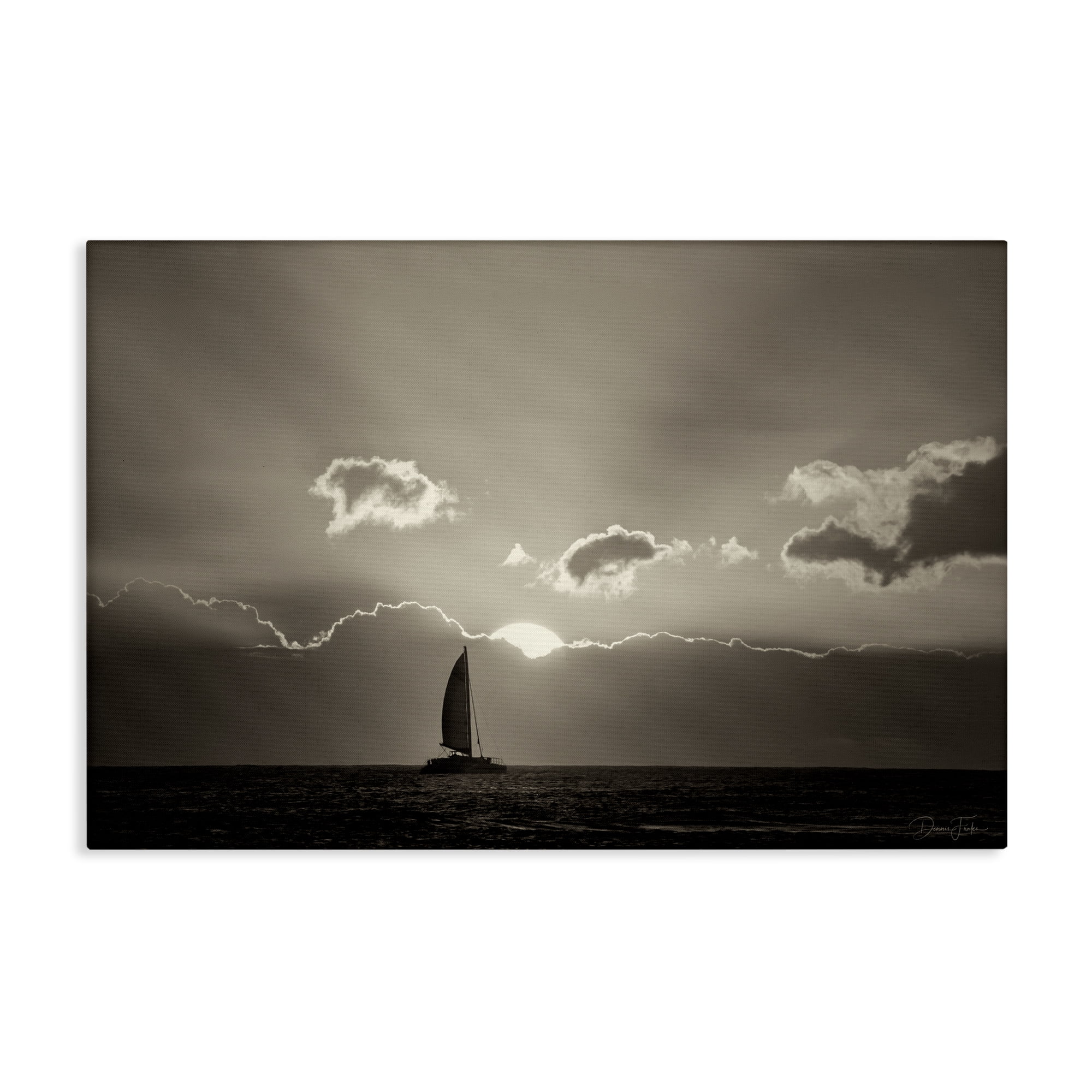 Stupell Industries Sun Peeking Over Boat Landscape & Nature Photography Wrapped Canvas Art Print Wall Art, 45 x 30