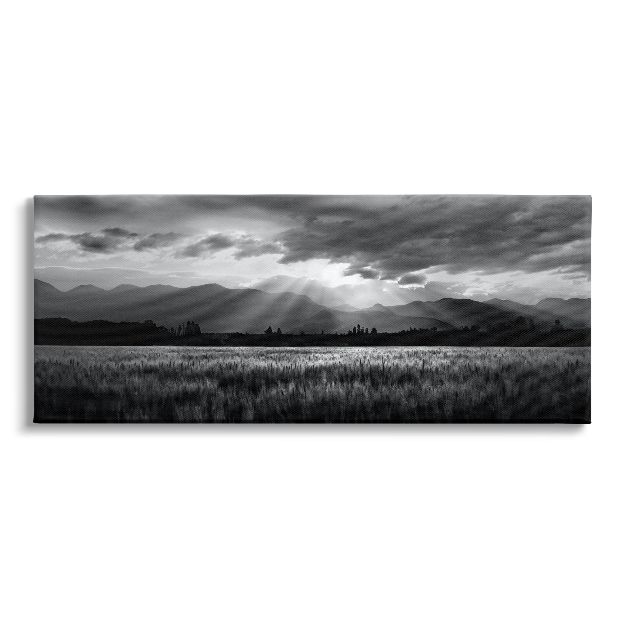 Stupell Industries Sun Rays Field Landscape Landscape Photography Gallery Wrapped Canvas Art Print Wall Art, 24 x 10