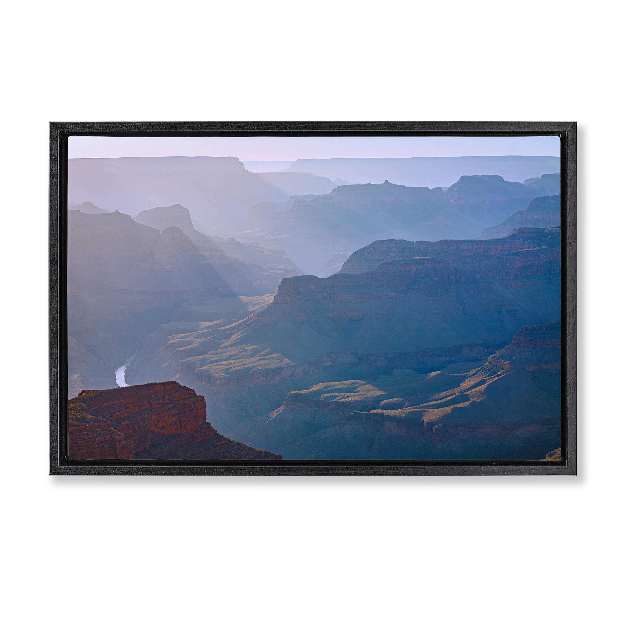 Stupell Industries Sun Rays Mountain Mesa Landscape & Nature Photography Black Floater Framed Canvas Art Print Wall Art, 31 x 21