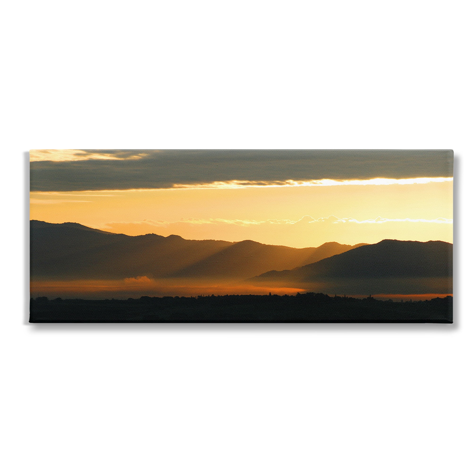 Stupell Industries Sun Rays Over Mountains Landscape Photography Gallery Wrapped Canvas Art Print Wall Art, 30 x 13