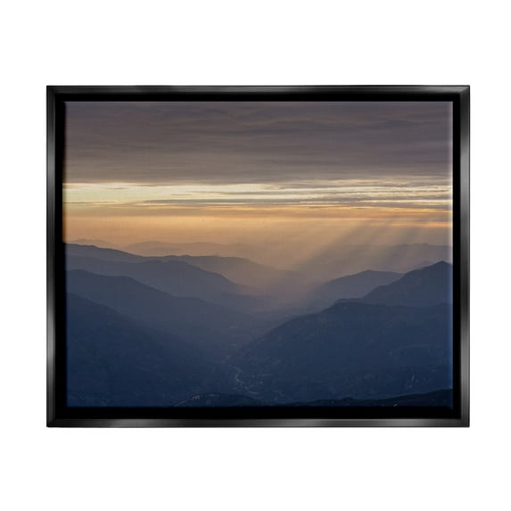 Stupell Industries Sun Rays Peeking Through Clouds Mountain Peaks Photograph Jet Black Floating Framed Canvas Print Wall Art, Design by Jeff Poe Photography