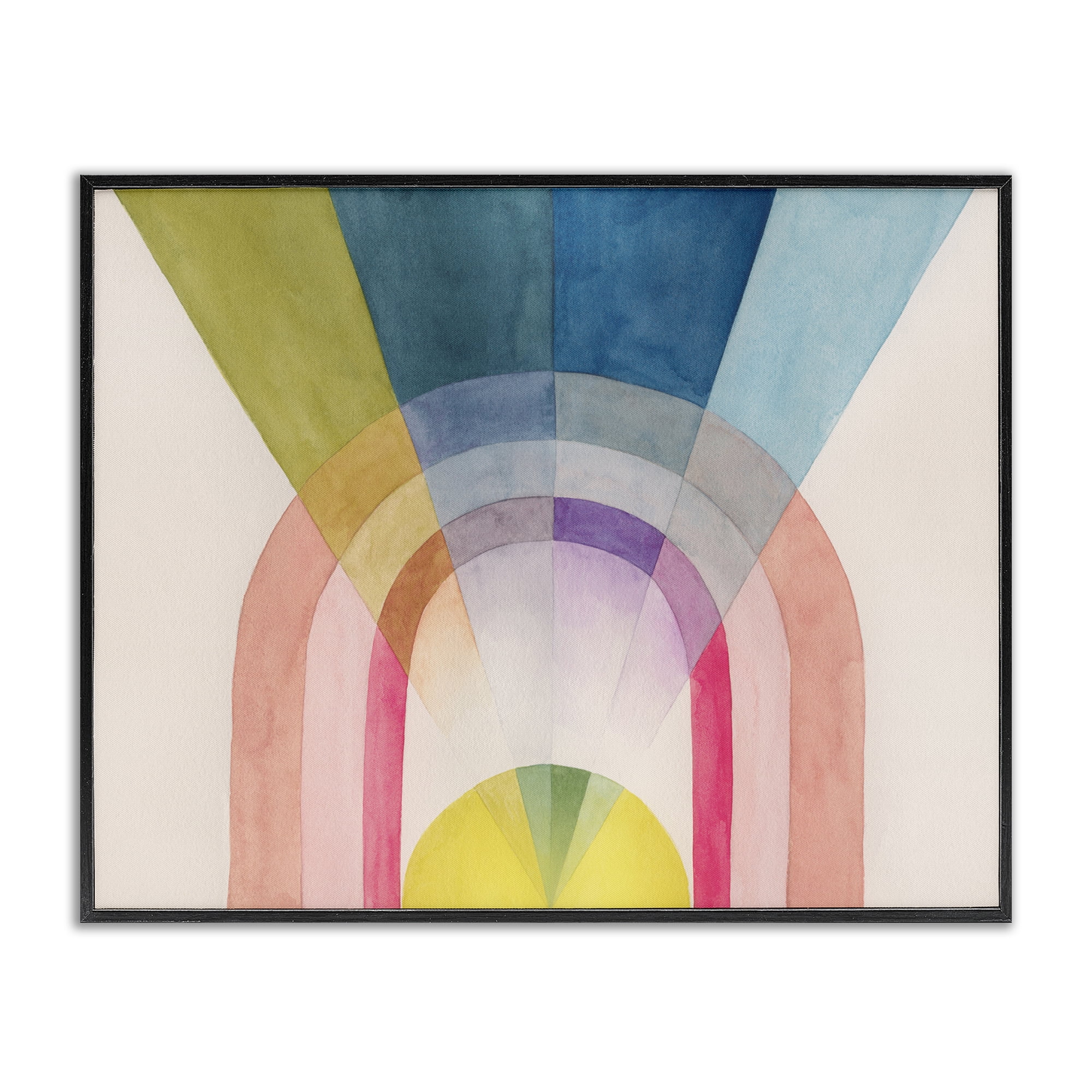Stupell Industries Sun Rays & Rainbow Abstract Painting Black Framed Art Print Wall Art, 14 x 11