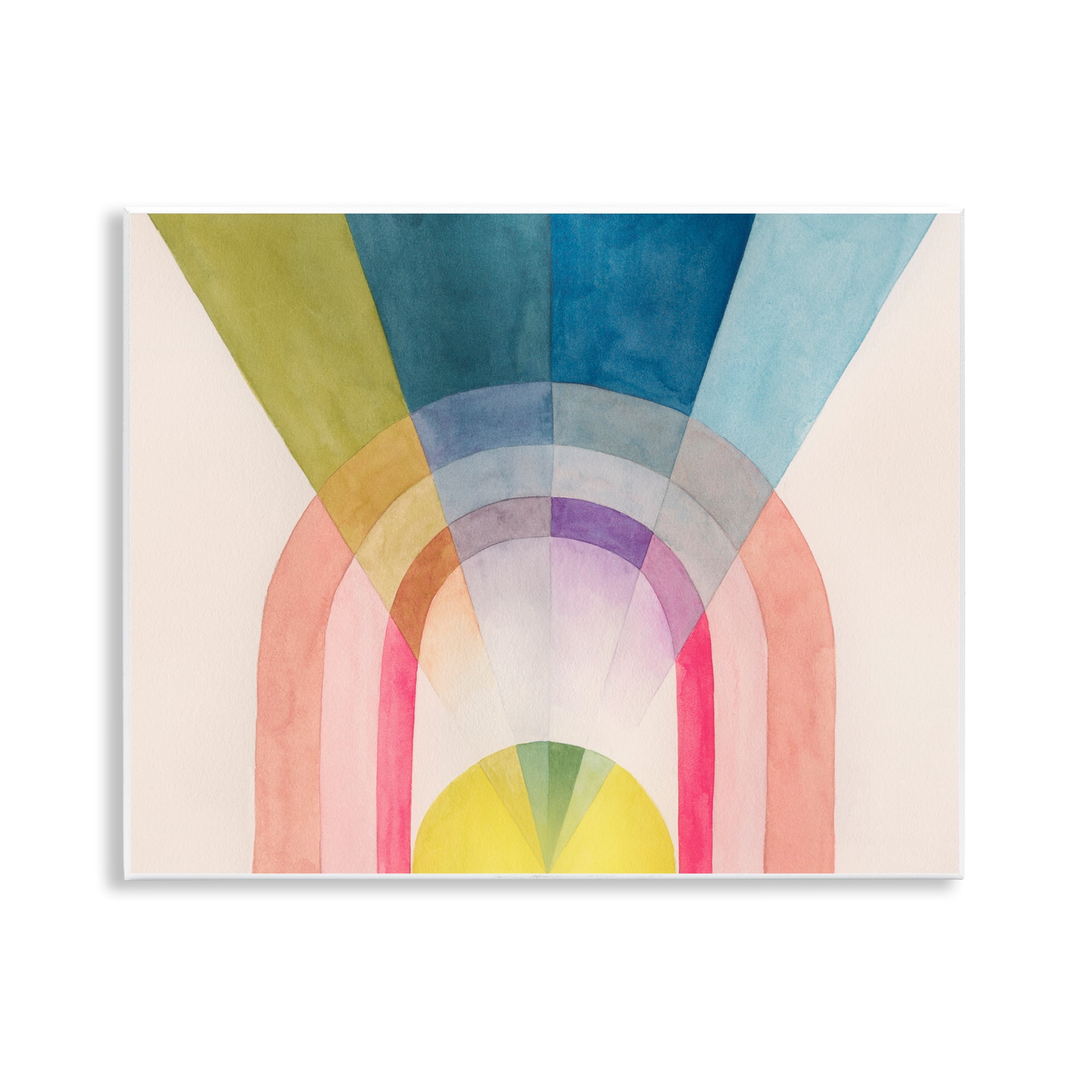 Stupell Industries Sun Rays & Rainbow Abstract Painting Unframed Art Print Wall Art, 14 x 11