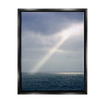 Stupell Industries Sun Rays Shining Ocean Clouds Coastal Photography Black Floater Framed Art Print Wall Art