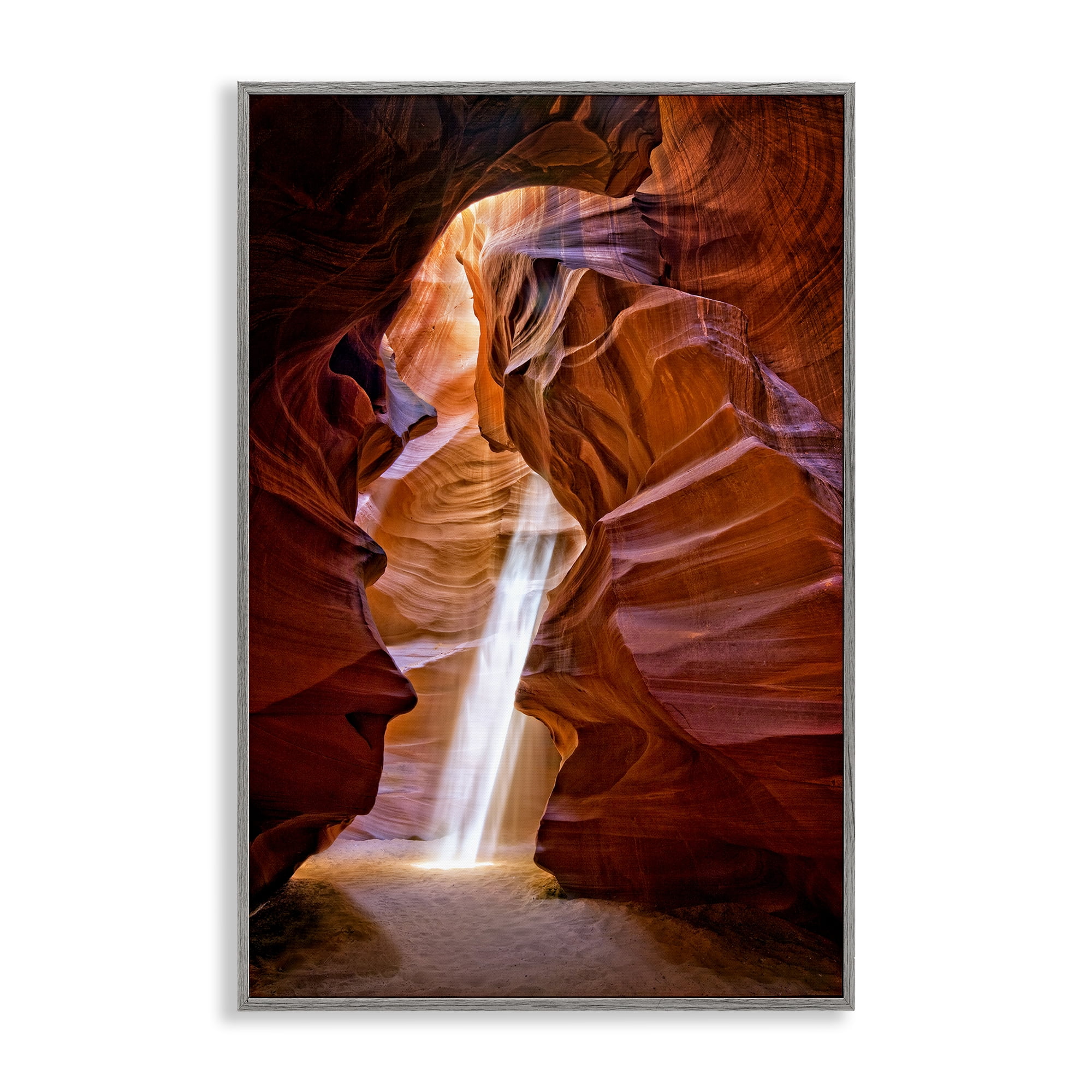 Stupell Industries Sun Rays in Beach Cavern Landscape & Nature Photography Gray Framed Art Print Wall Art, 20 x 30