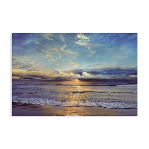 Stupell Industries Sun Rays on Beach Shore Landscape & Nature Photography Wrapped Canvas Canvas Art Print Wall Art, 45 x 30