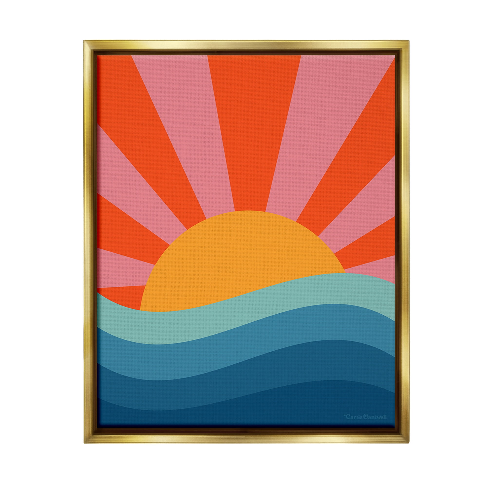 Stupell Industries Sun Rays on Sea Landscape Painting Gold Floater Framed Canvas Art Print Wall Art, 25 x 31