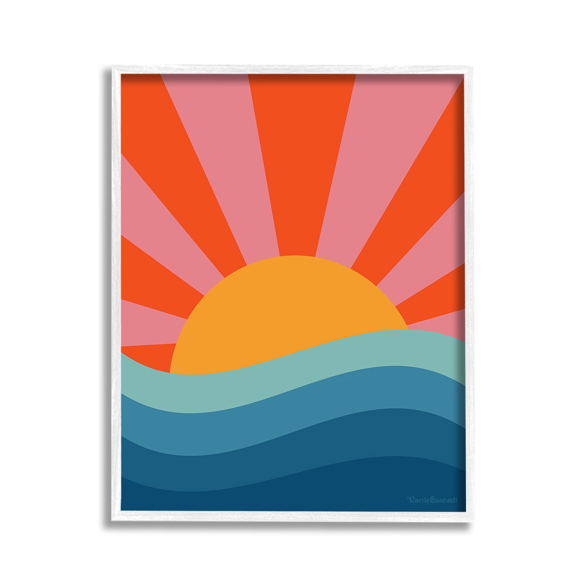 Stupell Industries Sun Rays on Sea Landscape Painting White Framed Art Print Wall Art, 11 x 14