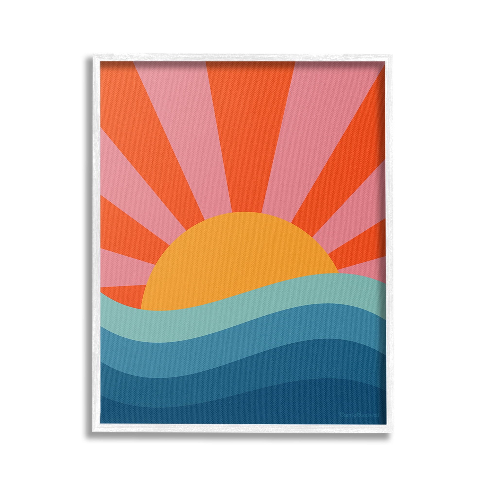 Stupell Industries Sun Rays on Sea Landscape Painting White Framed Art Print Wall Art, 24 x 30