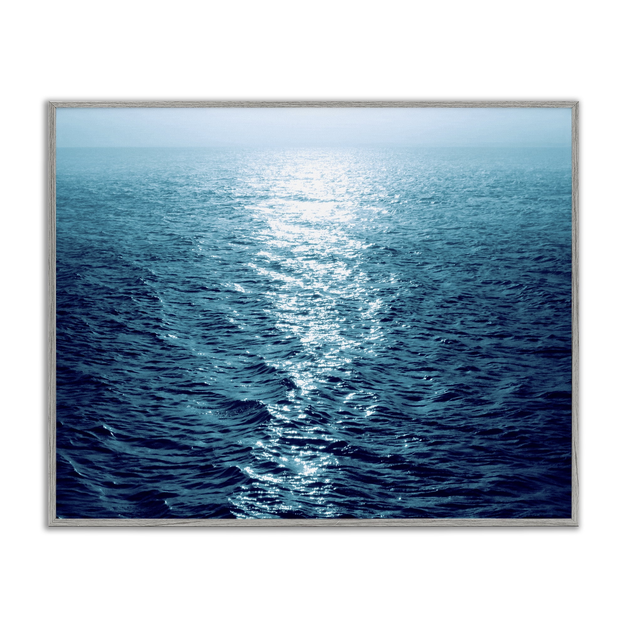 Stupell Industries Sun Reflected Ocean Ripples Landscape & Nature Photography Gray Framed Art Print Wall Art, 20 x 16