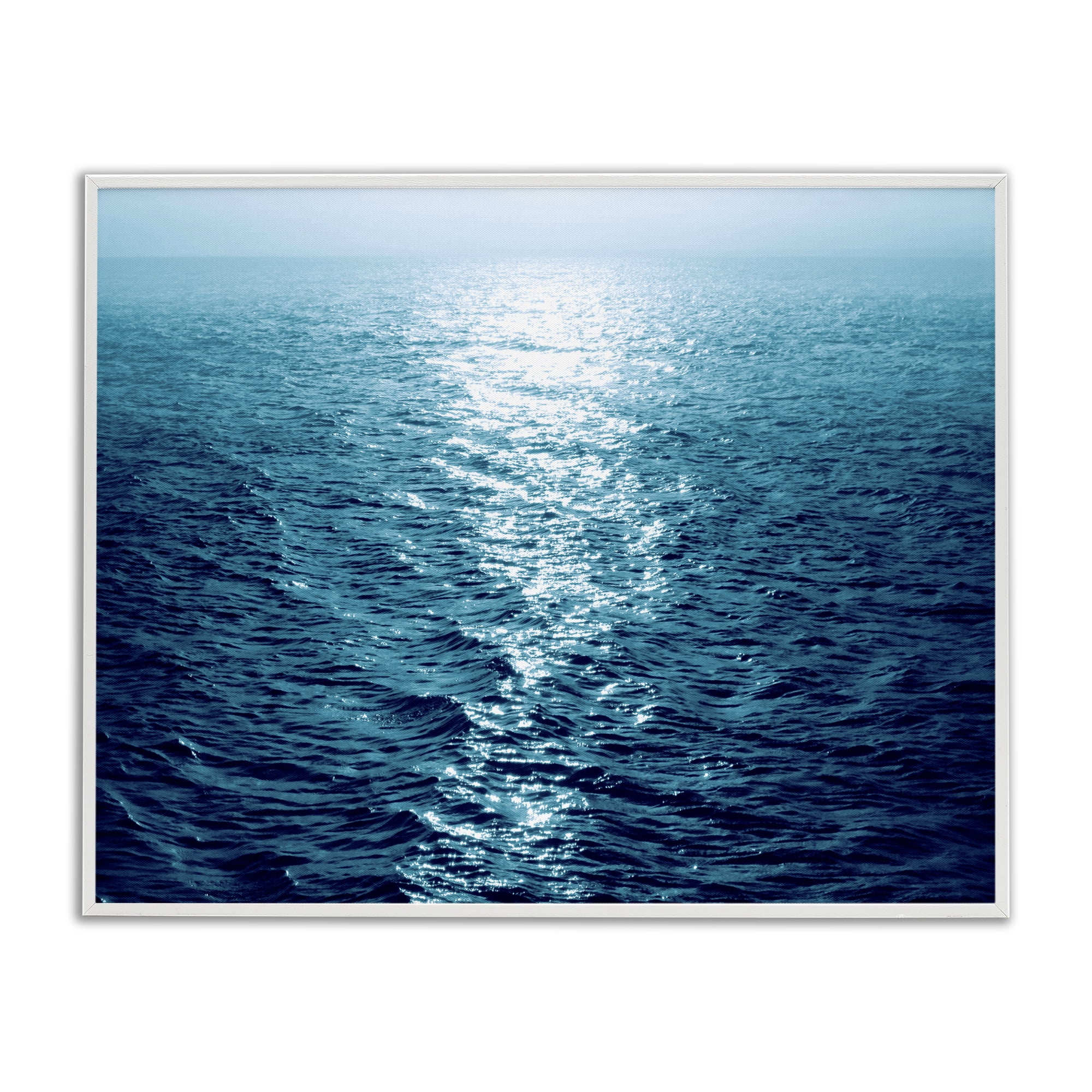 Stupell Industries Sun Reflected Ocean Ripples Landscape & Nature Photography White Framed Art Print Wall Art, 30 x 24