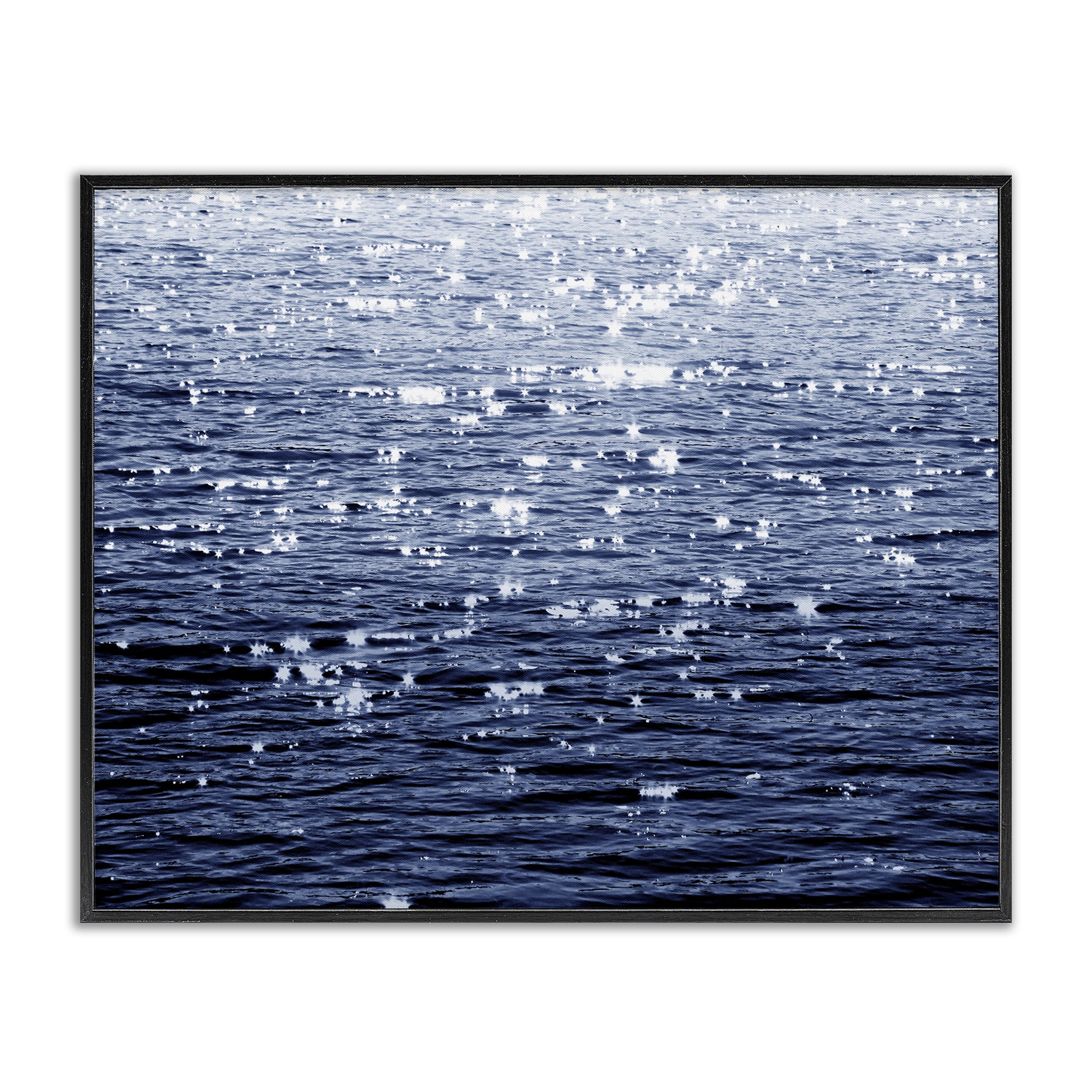 Stupell Industries Sun Reflecting on Sea Landscape & Nature Painting Black Framed Art Print Wall Art, 14 x 11