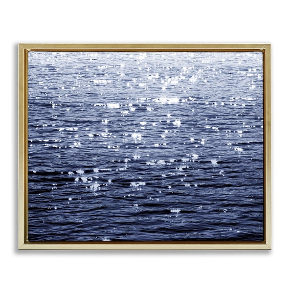 Stupell Industries Sun Reflecting on Sea Landscape & Nature Painting Gold Floater Framed Canvas Art Print Wall Art, 31 x 25