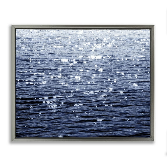 Stupell Industries Sun Reflecting on Sea Landscape & Nature Painting Gray Floater Framed Canvas Art Print Wall Art, 31 x 25