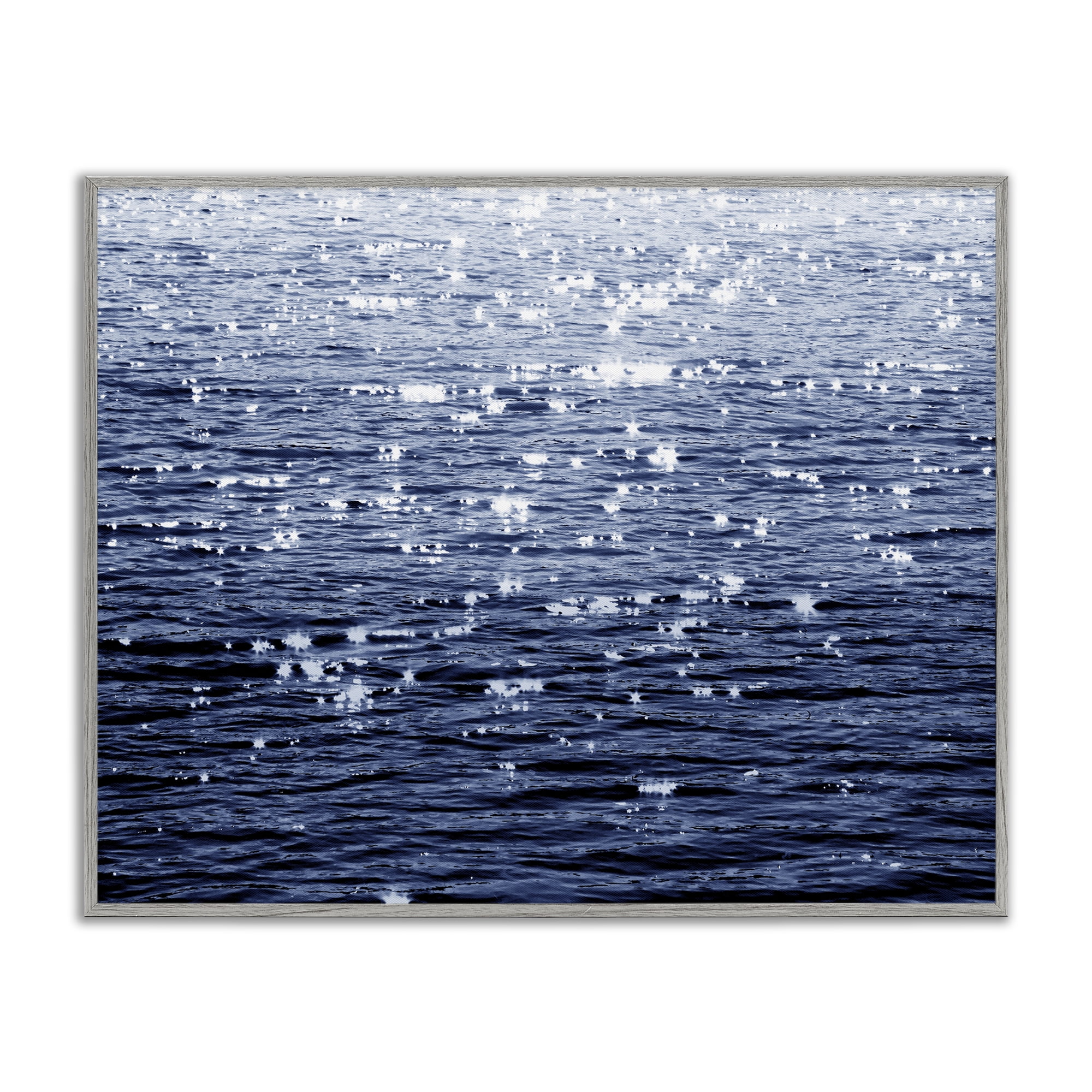 Stupell Industries Sun Reflecting on Sea Landscape & Nature Painting Gray Framed Art Print Wall Art, 30 x 24