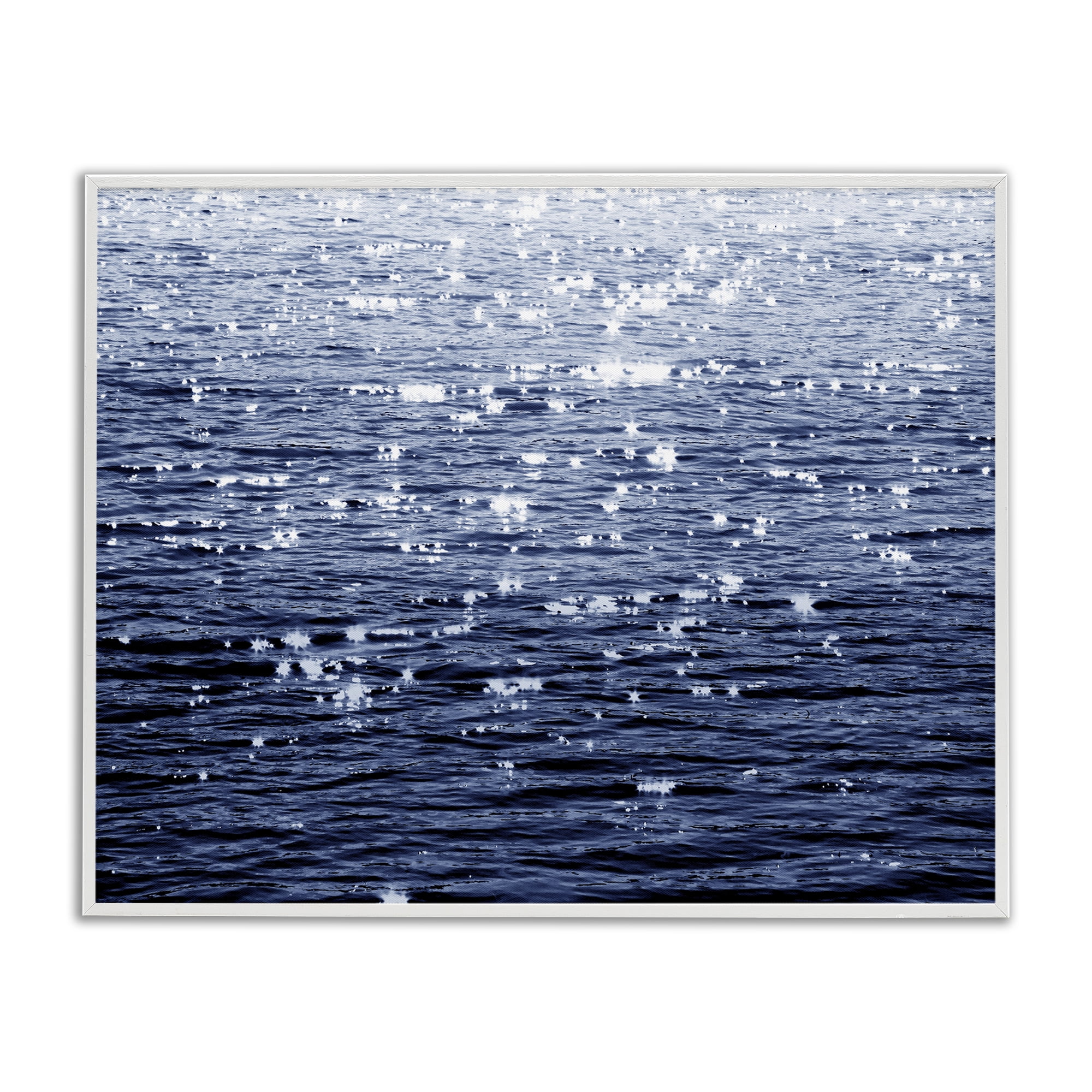 Stupell Industries Sun Reflecting on Sea Landscape & Nature Painting White Framed Art Print Wall Art, 14 x 11