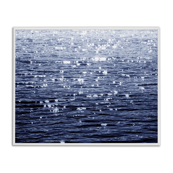 Stupell Industries Sun Reflecting on Sea Landscape & Nature Painting White Framed Art Print Wall Art, 30 x 24