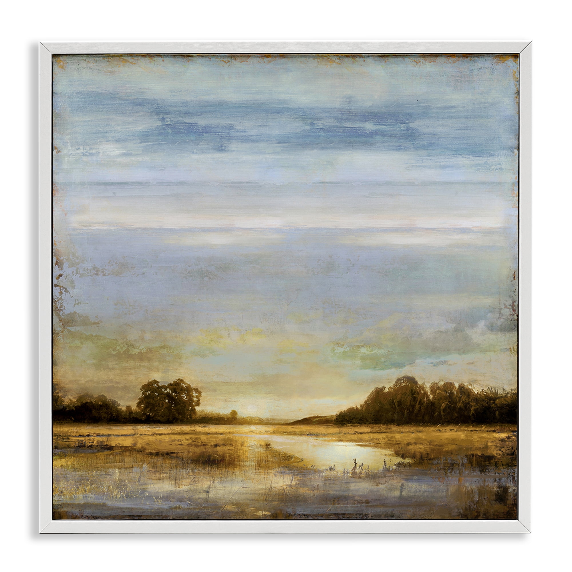 Stupell Industries Sun Reflection Landscape Landscape & Nature Painting White Framed Art Print Wall Art, 24 x 24