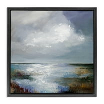 Stupell Industries Sun Reflection Ocean Surface Landscape & Nature Painting Black Floater Framed Canvas Art Print Wall Art, 18 x 18