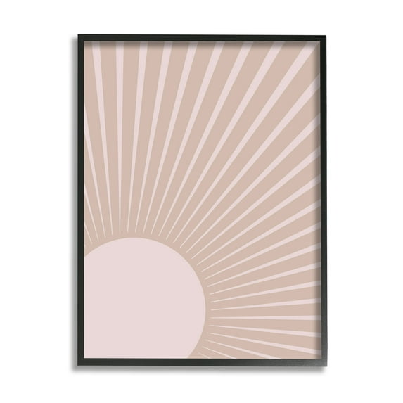 Stupell Industries Sun Rise Horizon Light Rays Neutral Beige Abstract Painting Black Framed Art Print Wall Art, 11 x 14
