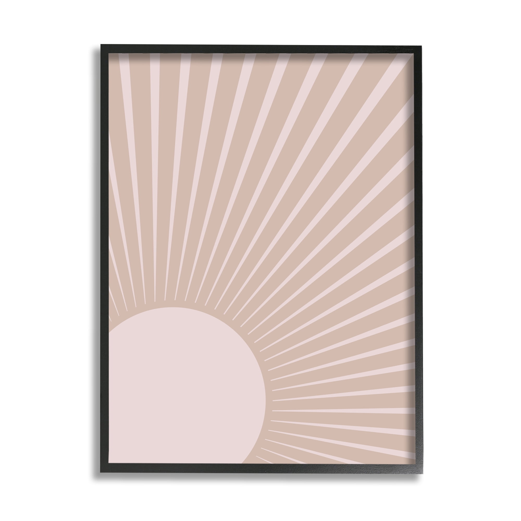 Beige and Pink Abstract Sun Rays Canvas Print with Black Frame, 16 x 20