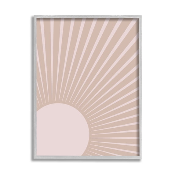 Stupell Industries Sun Rise Horizon Light Rays Neutral Beige Abstract Painting Gray Framed Art Print Wall Art, 16 x 20